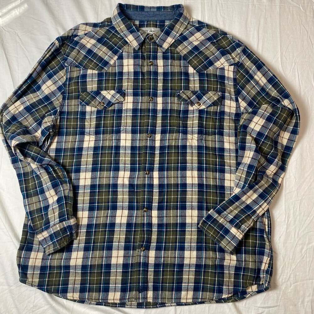 Cody James Authentic Western Apparel Plaid Pearl Snap Flannel 2XL (1370)